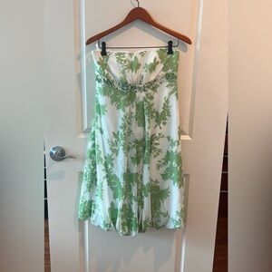 Davids Bridal Strapless Mint Green White Floral Bubble Hem